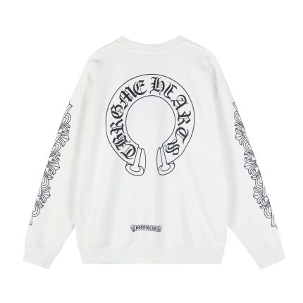 Chrome Hearts White Horseshoe Crewneck Sweatshirt