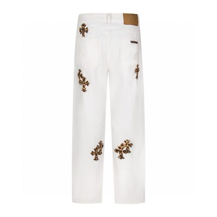 Chrome Hearts White Leopard Cross Graphic Jeans