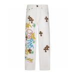 Chrome Hearts White Leopard Cross Graphic Jeans