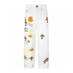 Chrome Hearts White Mental Nation Leopard Cross Jeans