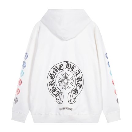 Chrome Hearts White Multi Color Horseshoe Zip Up Hoodie