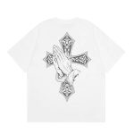 Chrome Hearts White Praying Hands Cross Graphic Shirt