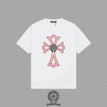 Chrome Hearts White Red Outline Cross T-Shirt