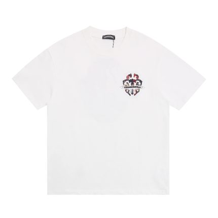 Chrome Hearts White Red Plaid Cross Graphic T-Shirt