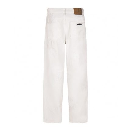 Chrome Hearts White Tonal Cross Star Patch Jeans