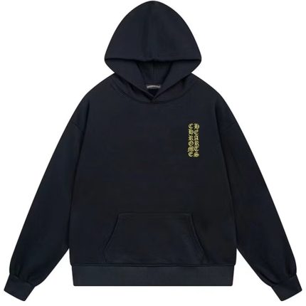 Chrome Hearts Yellow Gothic Logo Hoodie Black
