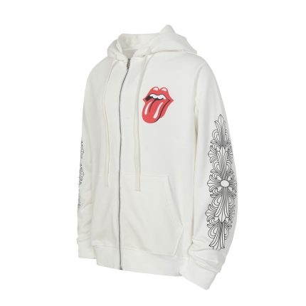 Chrome Hearts x Rolling Stones White Zip-Up Hoodie