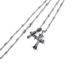 Small Cross and Babyfat Charm Necklace With Diamonds