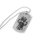 Tiny Chrome Hearts Cross Cutout Dog Tag