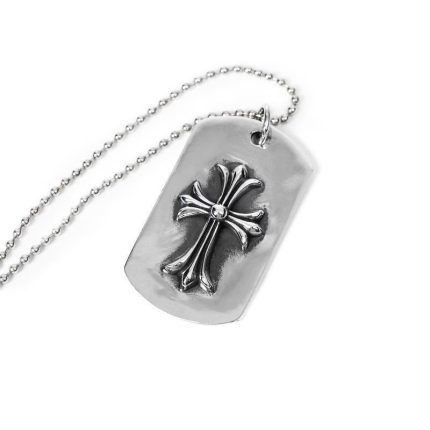 Tiny Chrome Hearts Cross Cutout Dog Tag